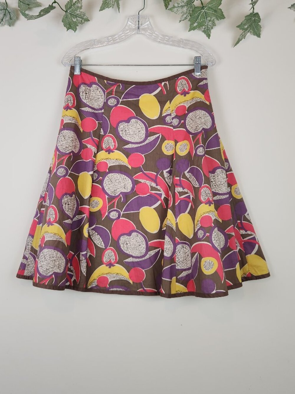 Boden Women's Size 10R Art to Wear Multicolor Cotton A Line Lined Skirt